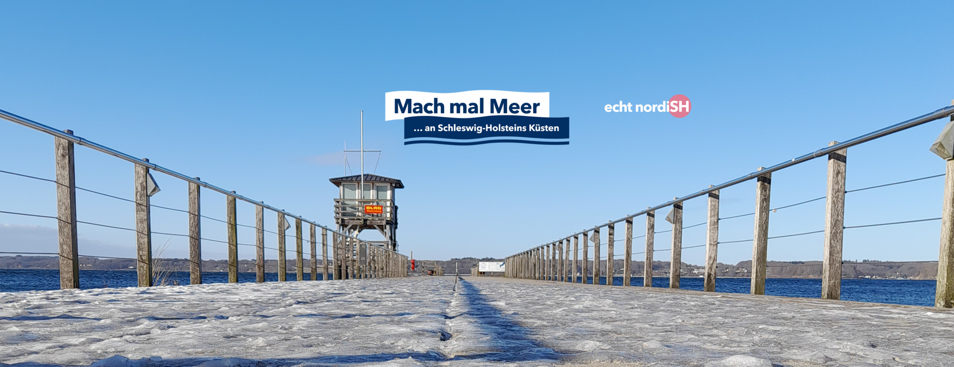 Glücksburg vereiste Seebrücke